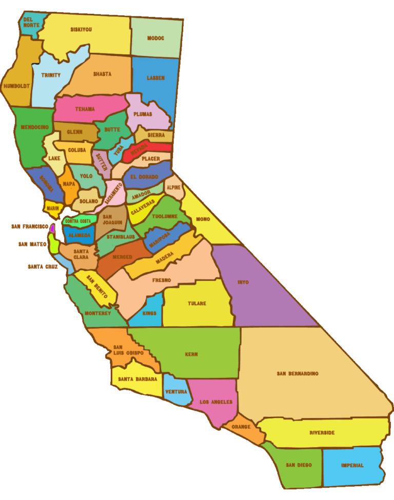 Alphabetical List Of California Counties