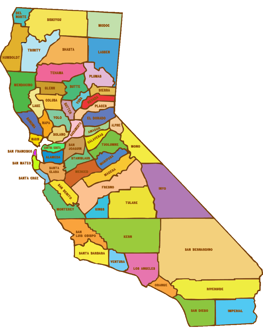 Printable Map Of California Counties