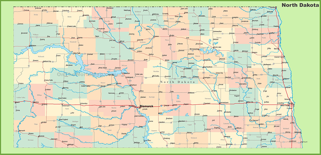 Alphabetical list of North Dakota Cities