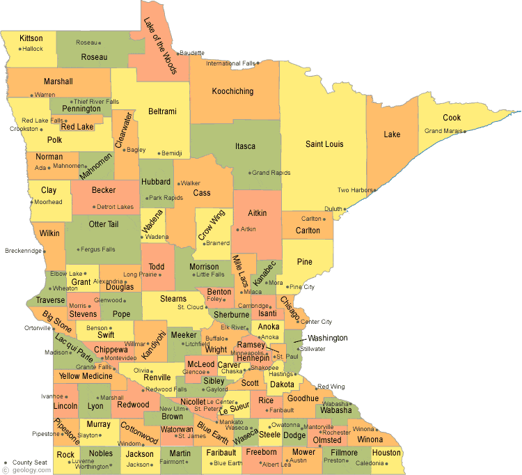 Alphabetical List Of Minnesota Counties