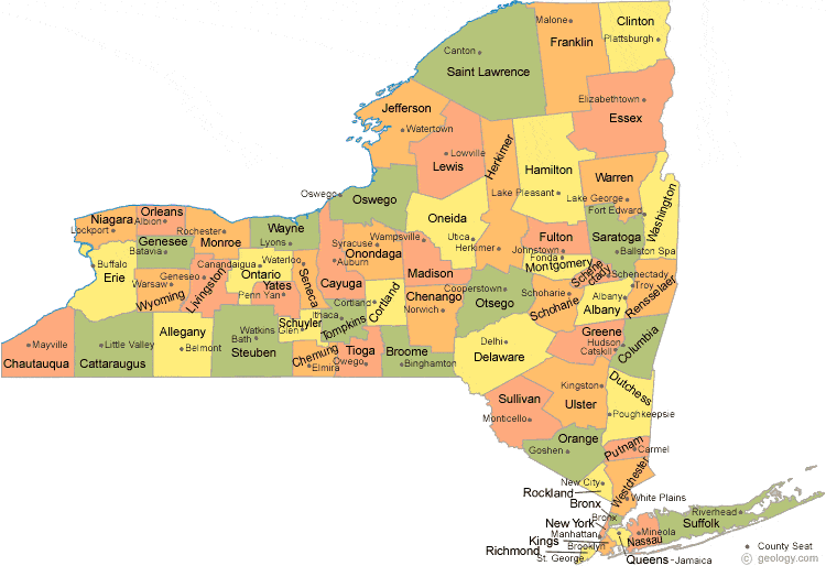 Alphabetical list of New York Counties